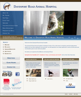 Davenport Road Animal Hosptial website